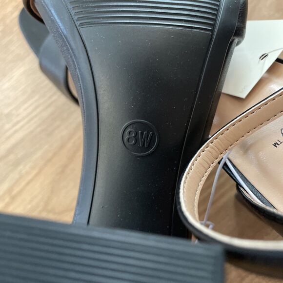 A New Day Shelly Heels Black 8 Wide Women’s Ankle Strap Block Memory Foam NEW - Picture 13 of 16